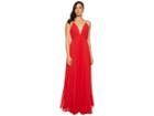 Jill Jill Stuart Pleated Deep V Dress (poppy Red/nude) Women's Dress