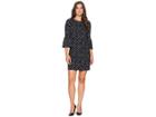Calvin Klein Printed Ponte Bell Sleeve Dress Cd8p986l (black/cream) Women's Dress