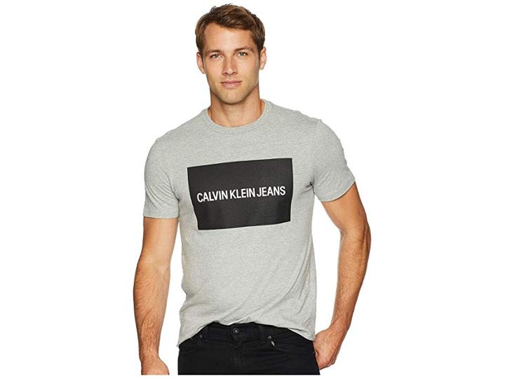 Calvin Klein Jeans Institutional Logo Crew Neck Tee (medium Charcoal) Men's T Shirt