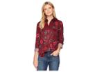 Chaps Non Iron Cotton Sateen Long Sleeve Shirt (red Multi) Women's Clothing