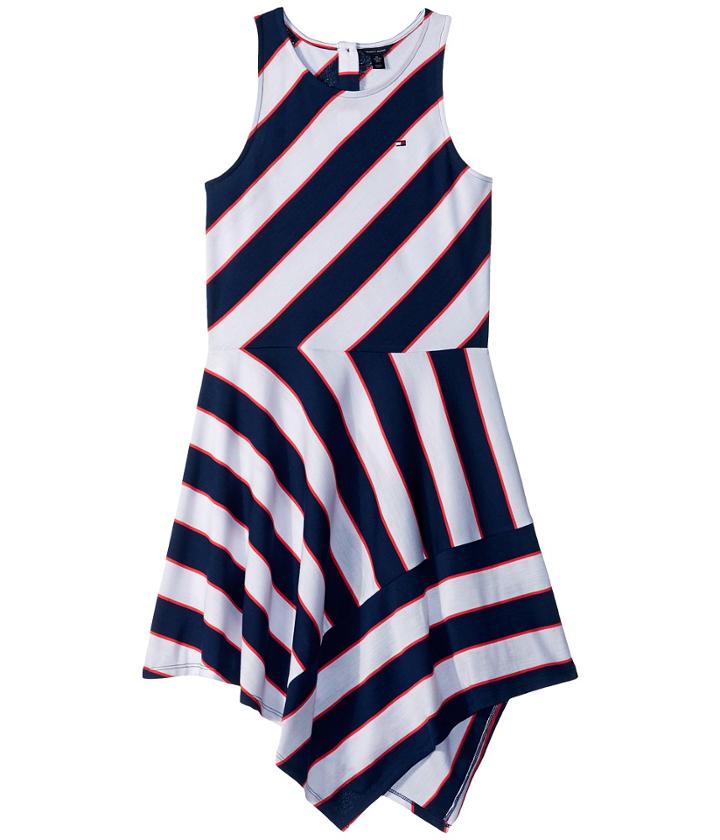 Tommy Hilfiger Kids Directional Stripe Dress (big Kids) (flag Blue) Girl's Dress