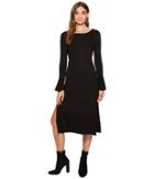 1.state Long Sleeve Maxi Dress W/ Ruffle Cuff (rich Black) Women's Dress