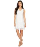 Adrianna Papell Petite Lace Fit And Flare (white/powder) Women's Dress