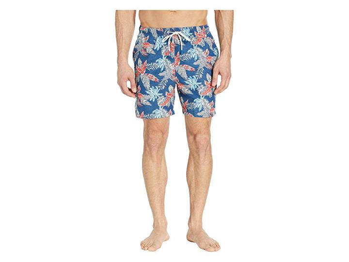 Tommy Bahama Naples Faded Palms Swim Trunks (dockside Blue) Men's Swimwear