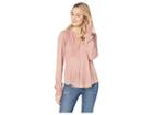 Lucky Brand Lace Mix Drop Needle Top (ash Rose) Women's Long Sleeve Pullover