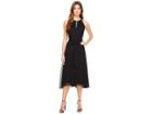 Tahari By Asl Chiffon Tea-length Keyhole Neck Dress (black) Women's Dress
