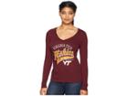 Champion College Virginia Tech Hokies Long Sleeve V-neck Tee (maroon 2) Women's T Shirt