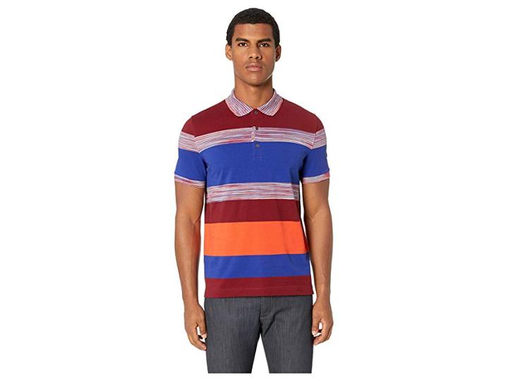 Missoni Striped Color Block Polo (blue Multi) Men's Clothing