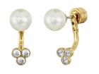 Michael Kors Pearl Tone Crystal And White Pearl Front-back Stud Earrings (gold 1) Earring