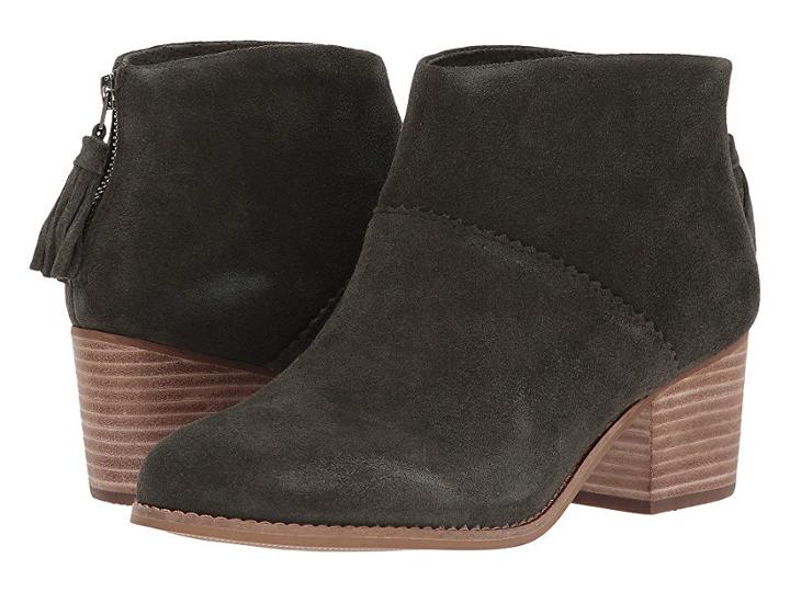Toms Leila Bootie (forest Suede) Women's Zip Boots