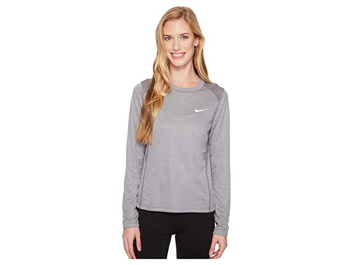 Nike Dry Miler Long Sleeve Running Top (gunsmoke/heather) Women's Long Sleeve Pullover