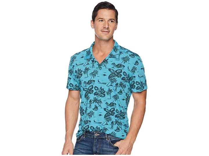 Agave Denim North Shore Short Sleeve Johnny Collar Polo (blue Moon) Men's Short Sleeve Pullover