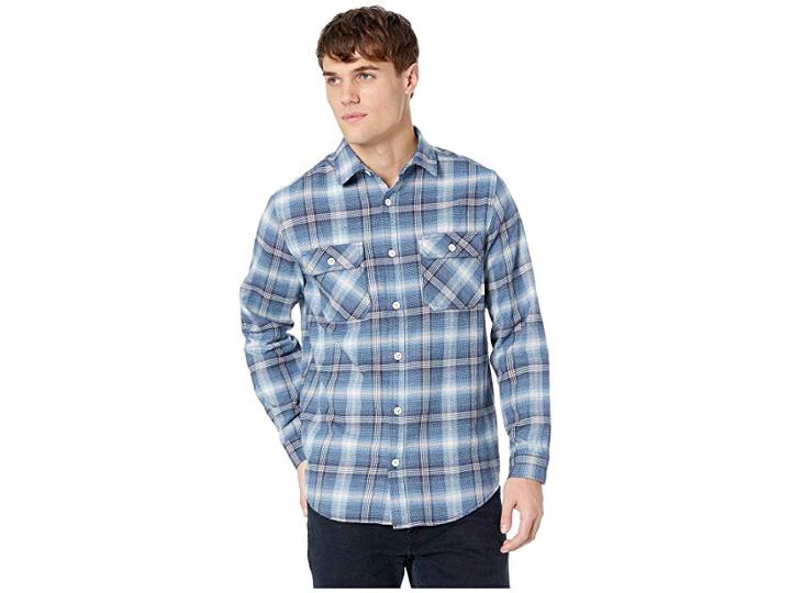 Burton Brighton Flannel (mood Indigo Pine Plaid) Men's Long Sleeve Button Up