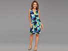 London Times - V Neck Halter Tulip Skirt Dress (green/blue
