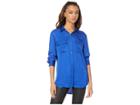 Equipment Signature Top (hyper Blue) Women's Long Sleeve Button Up