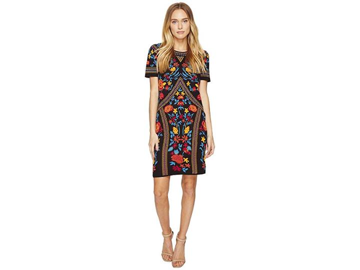 Romeo & Juliet Couture Floral Geometric Patterned Dress (black Combo) Women's Dress