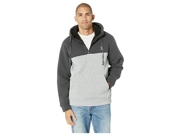 U.s. Polo Assn. 1/2 Zip Color Block Hoodie (dark Grey) Men's Sweatshirt
