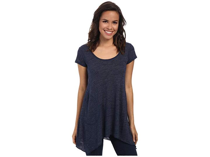 Allen Allen S/s Slub Tunic (lapis) Women's Blouse