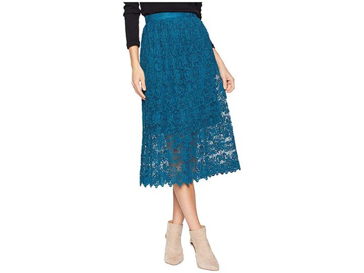 Romeo & Juliet Couture Lace Midi Dress (shadow Blue) Women's Dress