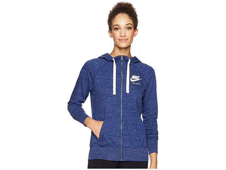 Nike Gym Vintage Full Zip Hoodie (blue Void/sail) Women's Sweatshirt