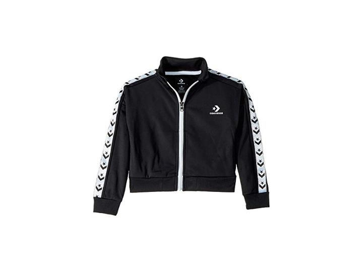 Converse Kids Star Chevron Track Jacket (toddler/little Kids) (black) Girl's Coat