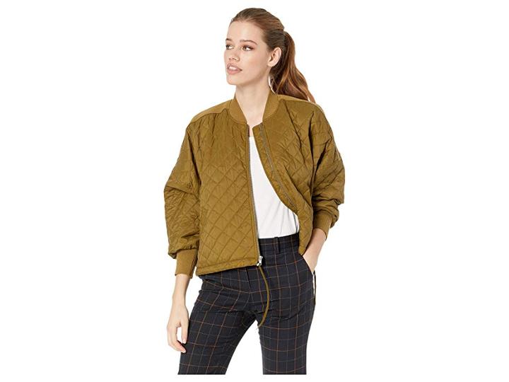 Jack By Bb Dakota Girl Friday Quilted Bomber Jacket With Rib Trim (fir Green) Women's Coat