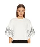 See By Chloe T-shirt With Embellished Sleeves (snow White) Women's T Shirt