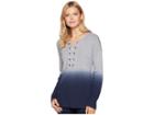 Tribal Long Sleeve Sweater With Front Lace-up (blue Lake) Women's Sweater