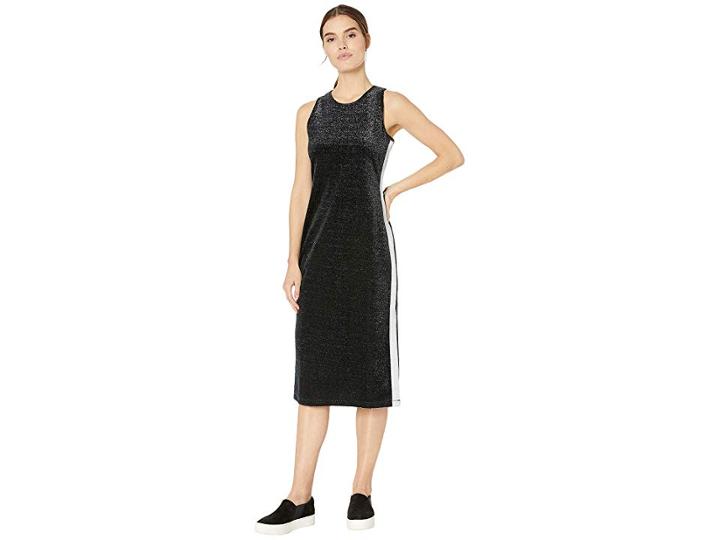 Juicy Couture Lurex Velour Tank Midi Dress (pitch Black) Women's Dress