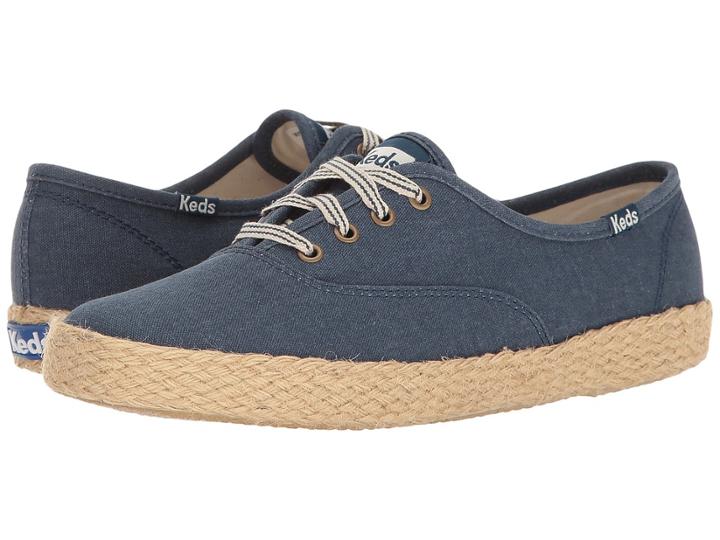 Keds Champion Salt Wash Canvas Jute (navy) Women's Lace Up Casual Shoes