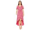 Mod-o-doc Printed Slick Jersey Cold Shoulder Cinch Waist Dress (desert Rose) Women's Dress