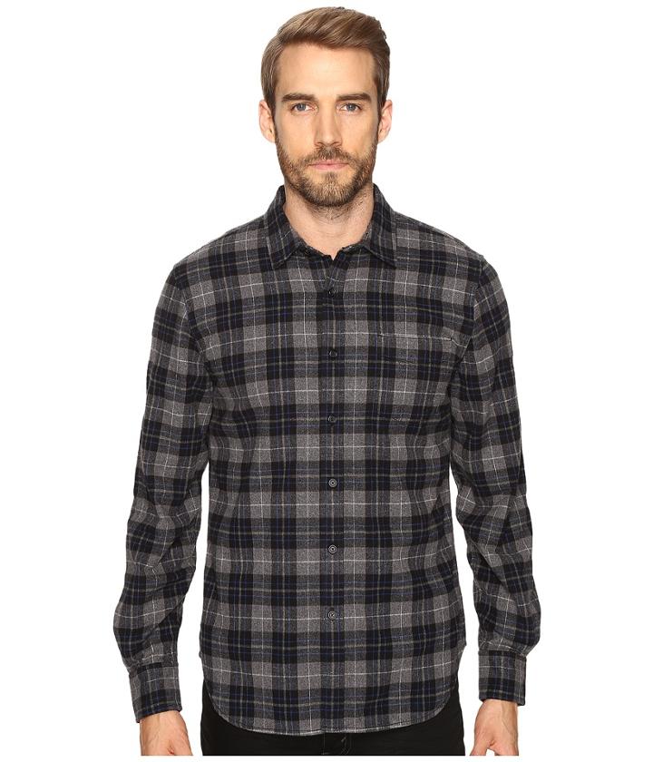 Joe's Jeans Relaxed Single Pocket Flanel Shirt (grey/black Plaid) Men's Long Sleeve Button Up