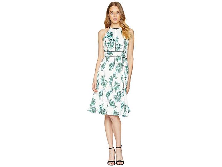 Adelyn Rae Mina Halter Fit Flare (ivy/white) Women's Dress