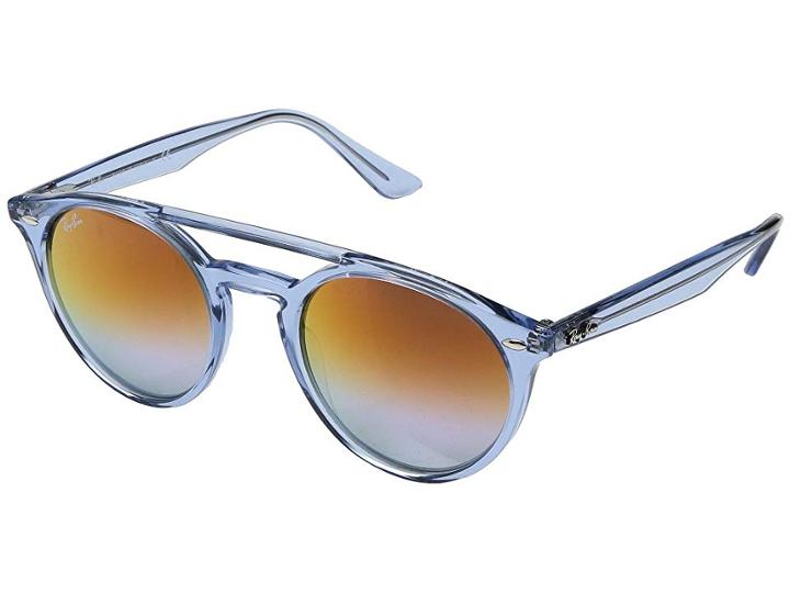 Ray-ban 0rb4279 51mm (shiny Light Blue Frame/green Mirror Lillac Gradient Violet Lens) Fashion Sunglasses