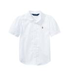 Polo Ralph Lauren Kids Solid Oxford Shirt (toddler) (white/blue Multi Pony Player) Girl's Short Sleeve Button Up