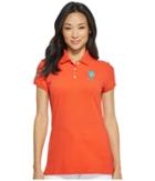 U.s. Polo Assn. Neon Logos Short Sleeve Polo Shirt (hot Coral) Women's Short Sleeve Knit