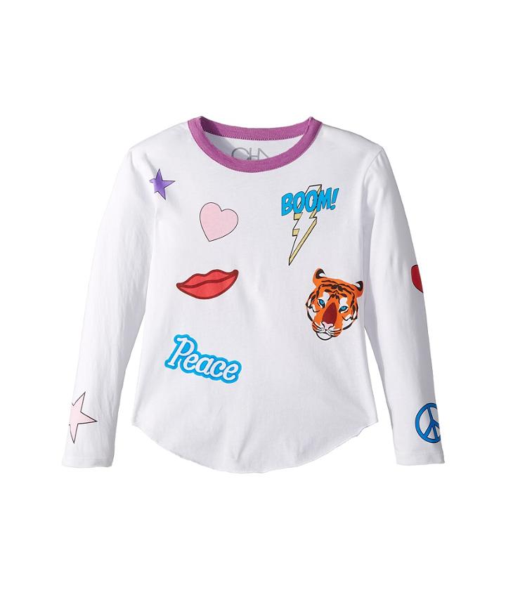 Chaser Kids Vintage Jersey Flash Boom Kiss Tee (little Kids/big Kids) (white/dream) Girl's T Shirt