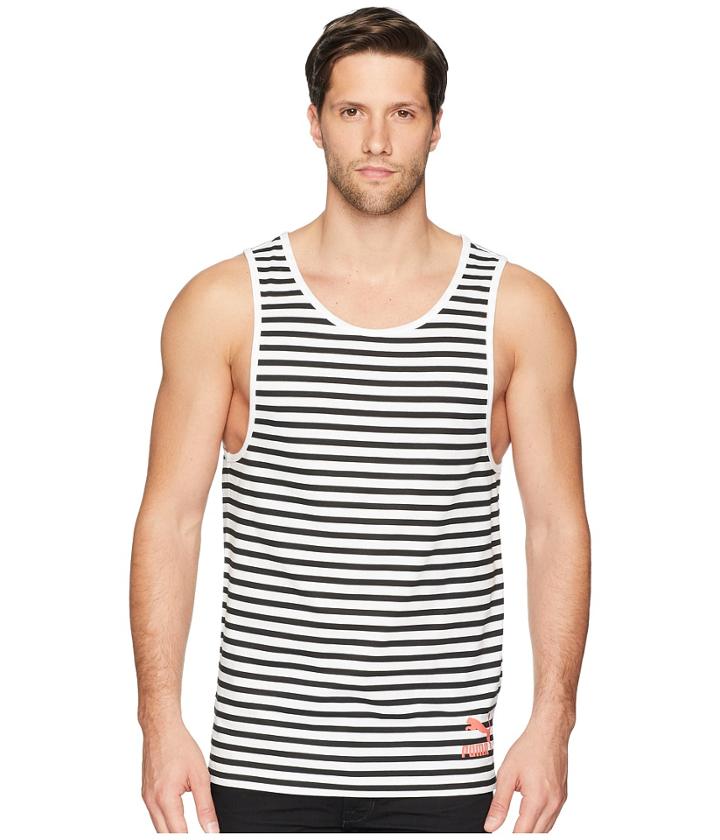Puma Summer Breton Stripe Tank Top (puma White) Men's Sleeveless