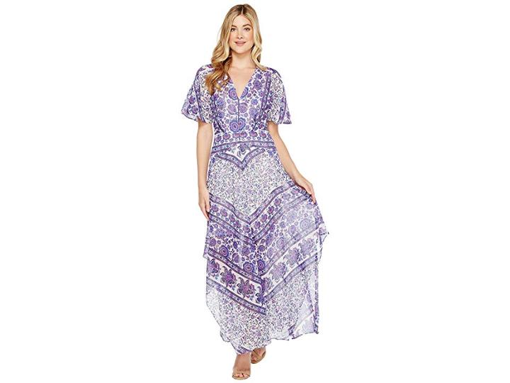 Adelyn Rae Kassandra Woven Maxi Dress (white/orchid) Women's Dress