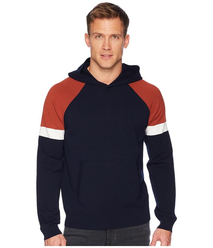 Vince Color Block Pullover Hoodie (new Coastal/ginger) Men's Sweatshirt
