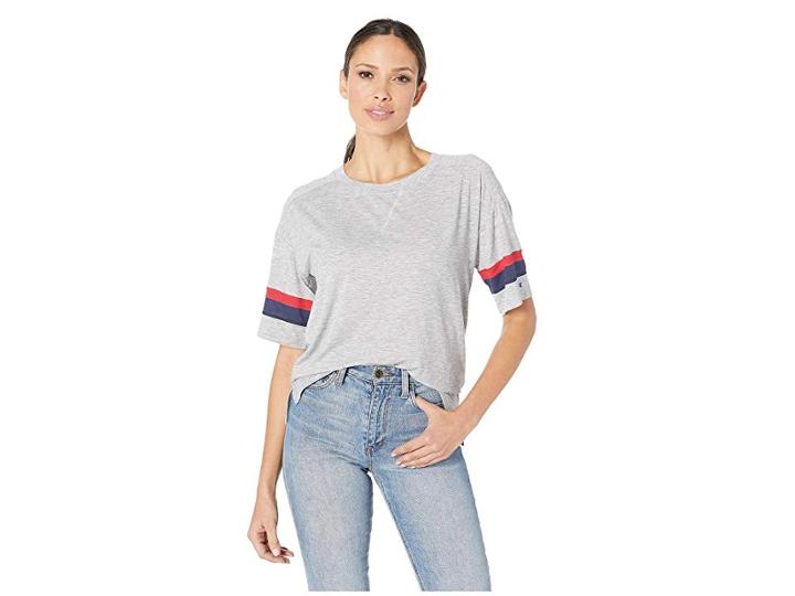 Champion Phys Ed Football Tee (oxford Gray) Women's T Shirt