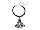 Kenneth Jay Lane Black Velvet Rope With Jet And Crystal Tassel Choker Necklace (black) Necklace