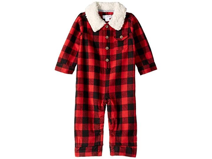 Mud Pie Buffalo Check Long Sleeve One-piece Playwear (infant) (red) Boy's Jumpsuit & Rompers One Piece