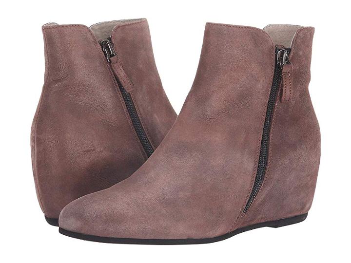 French Sole Magic Wedge Bootie (chocolate Metallic Suede) Women's Shoes
