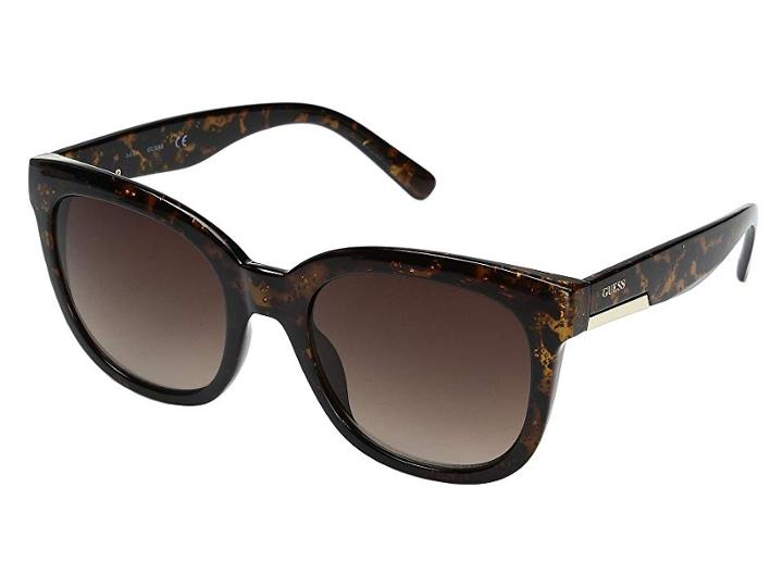 Guess Gf0299 (dark Havana Glitter/brown Gradient Lens) Fashion Sunglasses