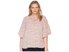 B Collection By Bobeau Plus Size Willa Lattice Tie Blouse (red Mix Print) Women's Blouse