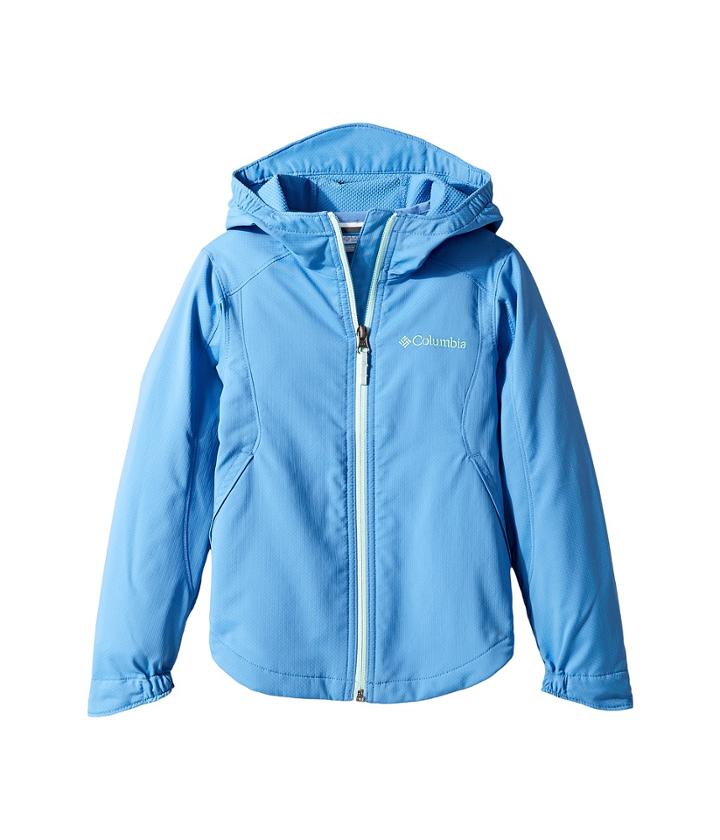 Columbia Kids Splash Flashtm Ii Hooded Softshell Jacket (little Kids/big Kids) (medieval/sea Ice) Girl's Coat