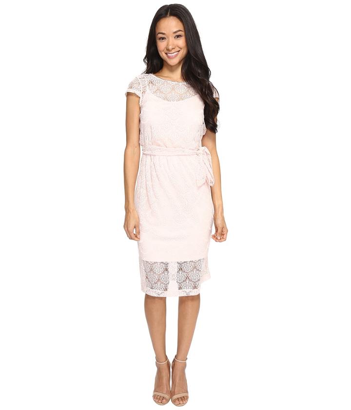 Jessica Simpson Scalloped Lace Dress (blush) Women's Dress