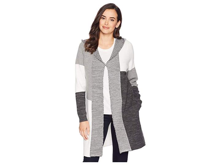 Fdj French Dressing Jeans Color Block Long Sleeve Hoodie Sweater (grey Multi) Women's Sweater