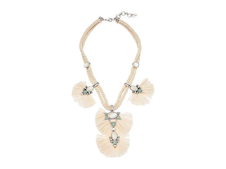 Lucky Brand Raffia Statement Collar Necklace (silver) Necklace